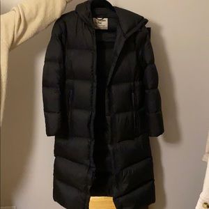 Black puff maxi coat